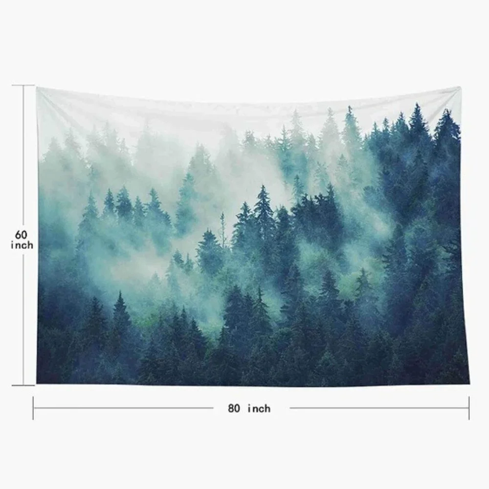 Foggy Forest Tree Peaceful Landscape Tapestry